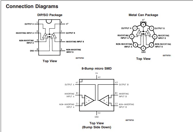 LM158J connection diagram