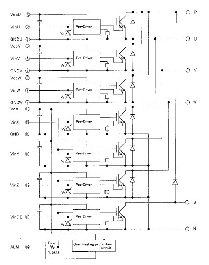 7MBP75RA060 pin connection