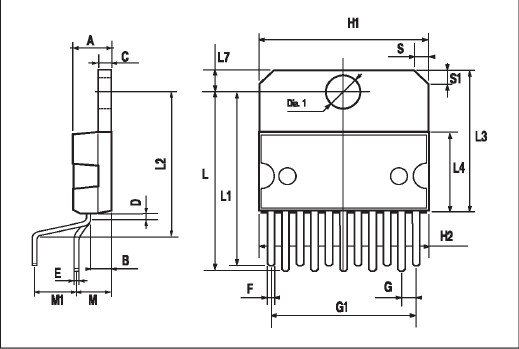 TDA2005R dimension