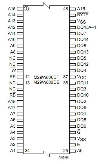 m29W800dt-70n6 pin configuration