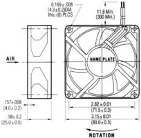 3110KL-05W-B50-D00 - AXIAL FAN,80MM, 24VDC,38.8CFM, 34dBA detail