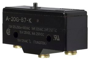 A-20G-B - MICRO SWITCH, PIN PLUNGER, SPDT 20A 500V detail