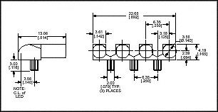 515-1020F - LIGHT PIPE, QUAD, ROUND, PCB detail