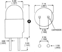 561-2101-080F - INDICATOR, LED PCB, 5MM, RED, 2.2V detail