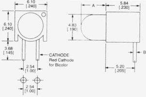 550-3005F - INDICATOR, LED PCB, 5MM, RED/GREEN, 2.1V detail