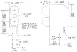 552-0711F - INDICATOR, LED PCB, 2-LED, RED / GREEN detail