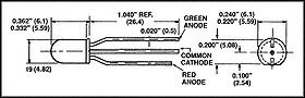 521-9450F - LAMP, LED, RED / GREEN, 5MM detail